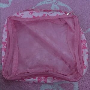 Pink Floral Mesh Travel Organizer